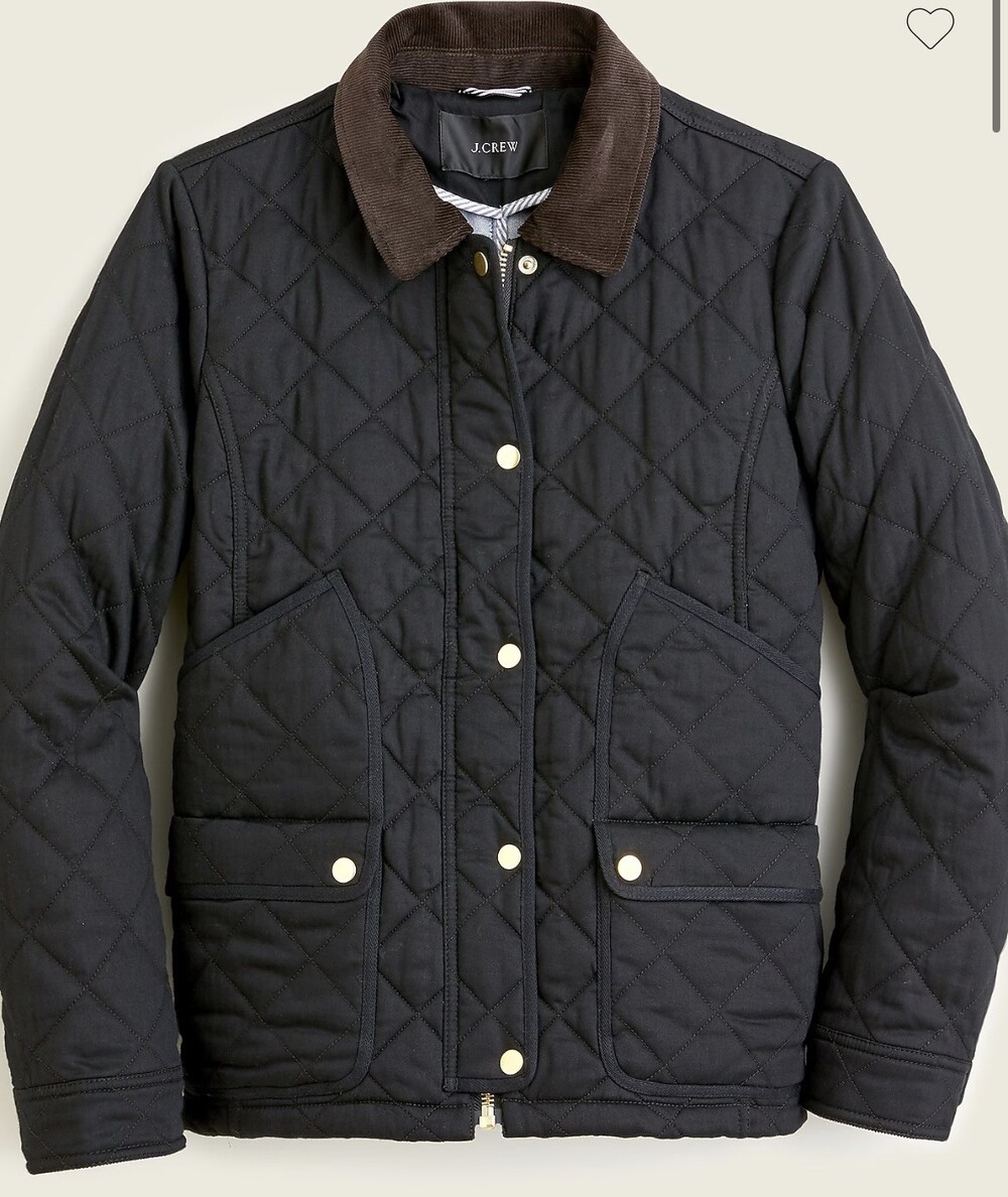J Crew Quilted Barn Jacket Black Size Small. Cotton Very Good Condition